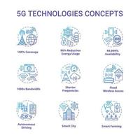 Conjunto de iconos de concepto de tecnologías 5g vector