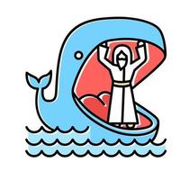 Jonah and whale blue color icon vector