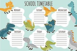 School Timetable. Weekly schedule vector template for school students.