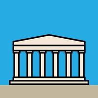 outline simplicity drawing of parthenon landmark front elevation view. vector