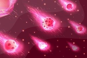 Dark red galaxy background with stars and planet isolated vector