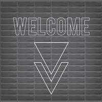 Welcome neon sign with monochrome black and white colors and bricks vector