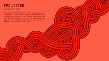 Red wavy lines abstract background with outline style vector