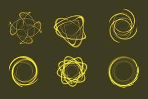 Set of yellow special effect graphic element resources with shiny glow vector