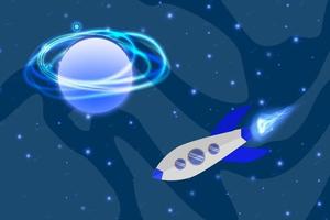 Dark blue space cosmic background with planetary and star light effect vector