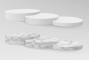 Realistic marble and white pedestals or podium vector