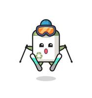 trash can mascot character as a ski player vector