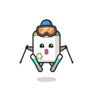 trash can mascot character as a ski player vector