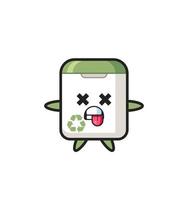 character of the cute trash can with dead pose vector