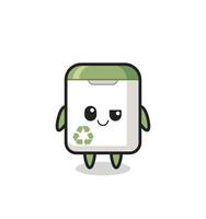 trash can cartoon with an arrogant expression vector