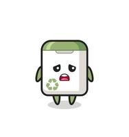 disappointed expression of the trash can cartoon vector