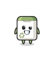 cute trash can mascot with an optimistic face vector