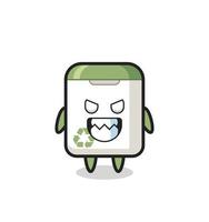 evil expression of the trash can cute mascot character vector