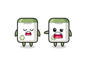 illustration of the argue between two cute trash can characters vector