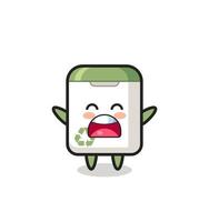 cute trash can mascot with a yawn expression vector