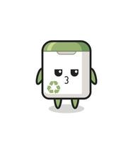 the bored expression of cute trash can characters vector