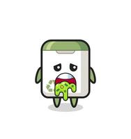 the cute trash can character with puke vector