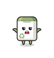 trash can mascot character saying I do not know vector