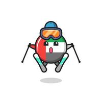 uae flag badge mascot character as a ski player vector