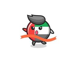 cute uae flag badge illustration is reaching the finish vector