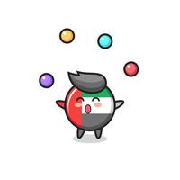 the uae flag badge circus cartoon juggling a ball vector