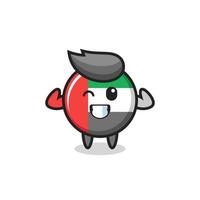 the muscular uae flag badge character is posing showing his muscles vector