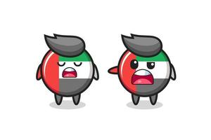 illustration of the argue between two cute uae flag badge characters vector