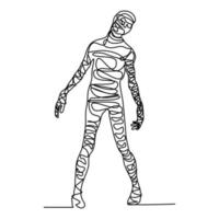 continuous line Scary mummy on Halloween vector