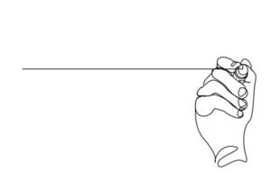 Continuous line Hand drawn line Holding a pen and pencil vector