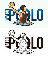Water Polo Text With Sport Players vector