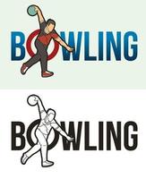 Bowling Font With Sport Players vector