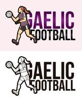 Gaelic Football Text with Sport Player Graphic Vector