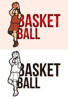 fuente de baloncesto con vector gráfico de jugador de deporte