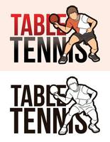 texto de ping pong o tenis de mesa con jugador deportivo vector