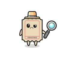 la mascota del lindo boleto como detective. vector