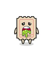 the cute ticket character with puke vector