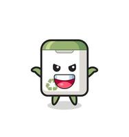 the illustration of cute trash can doing scare gesture vector