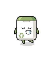 trash can cartoon illustration with a shy expression vector