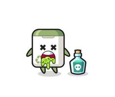 illustration of an trash can character vomiting due to poisoning vector