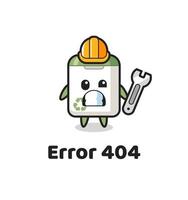 error 404 con la linda mascota del bote de basura vector