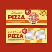 Plantilla de banner promocional para publicidad de pizza. vector