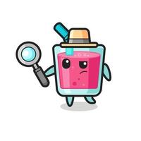 strawberry juice detective character is analyzing a case vector