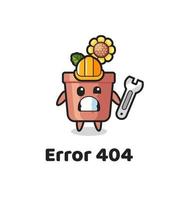 error 404 with the cute sunflower pot mascot vector