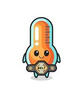 the MMA fighter thermometer mascot with a belt vector