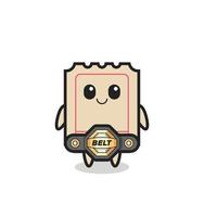 the MMA fighter ticket mascot with a belt vector