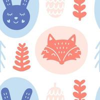 Scandinavian forest animals. Seamless pattern vector