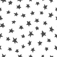 Stars hand drawn seamless pattern. Black and white vector