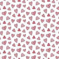 Vector romantic seamless pattern with red hearts