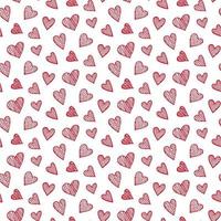 Vector romantic seamless pattern with red hearts