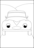 páginas para colorear de coches retro, páginas para colorear de automóviles simples para niños. vector